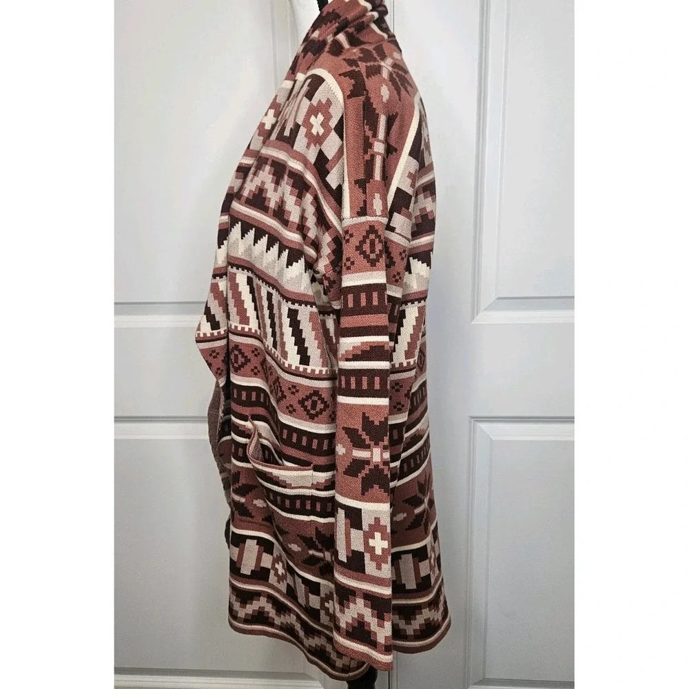 Waterfall Cardigan Sweater Aztec Print Size Medium By On Twelfth Drape Front